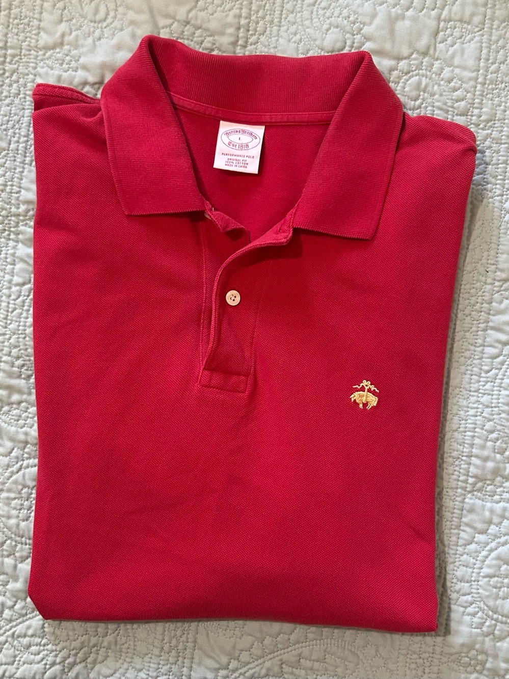 Brooks Brothers Men’s Red Polo Shirt with Embroidered Crest